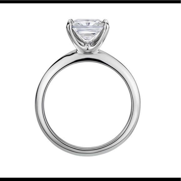 2Ct Princess Cut Solitaire Silver Ring VVS1 Lab Diamond - Picture 6 of 17